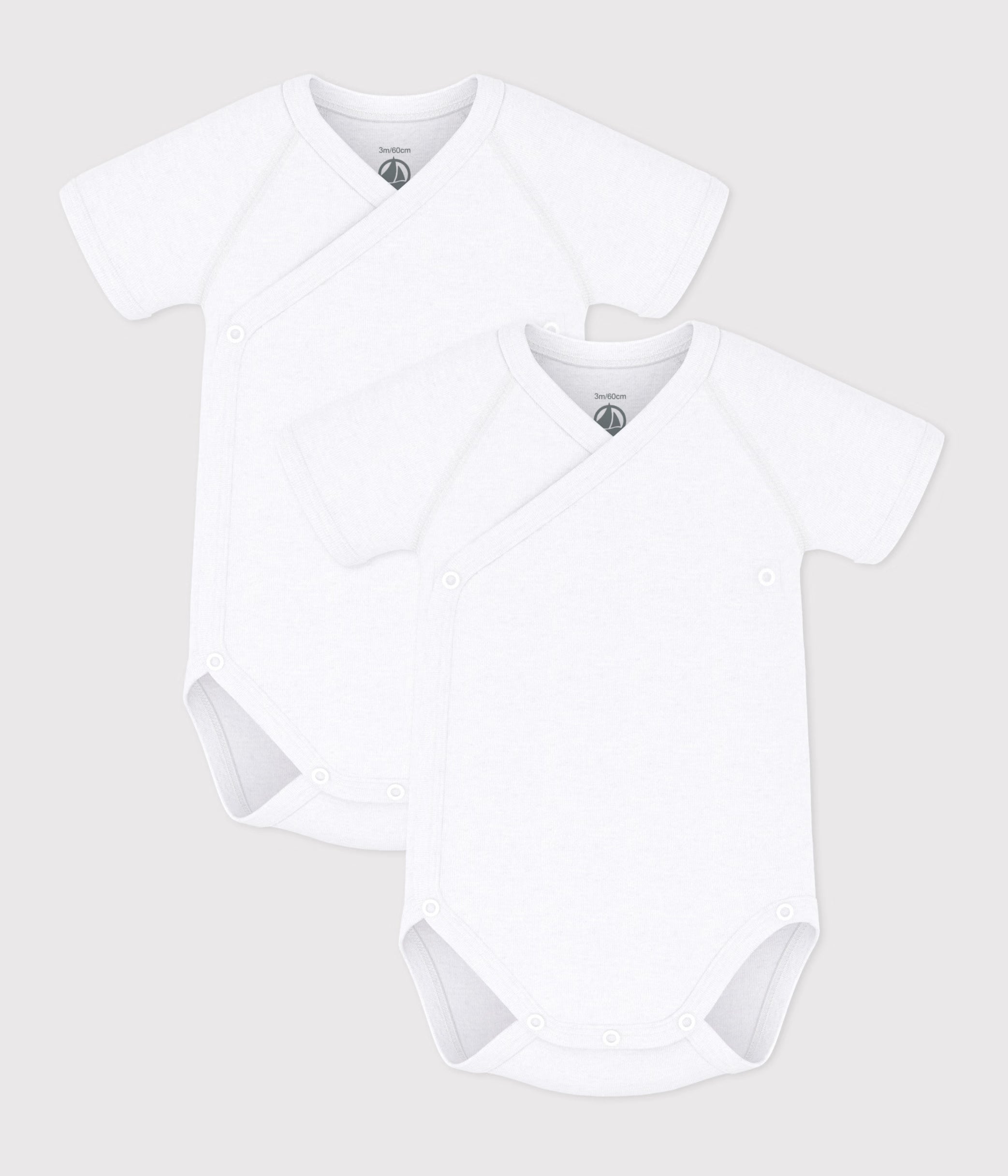 Petit Bateau - Set van 2 body's wit - korte mouw
