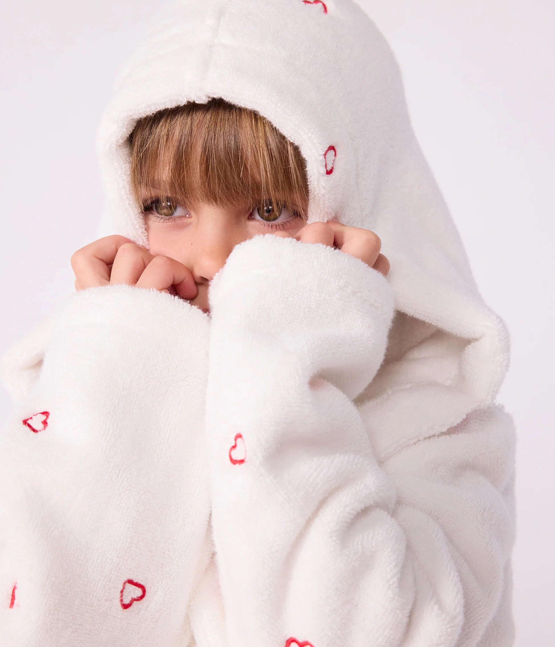 Badjas geborduurde hartjes - Petit Bateau