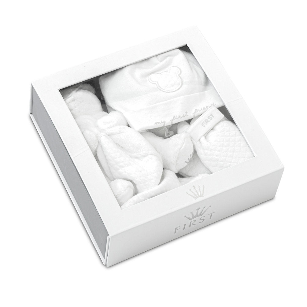 Geschenkset maternity - muts / krabwantjes / doudou White - First