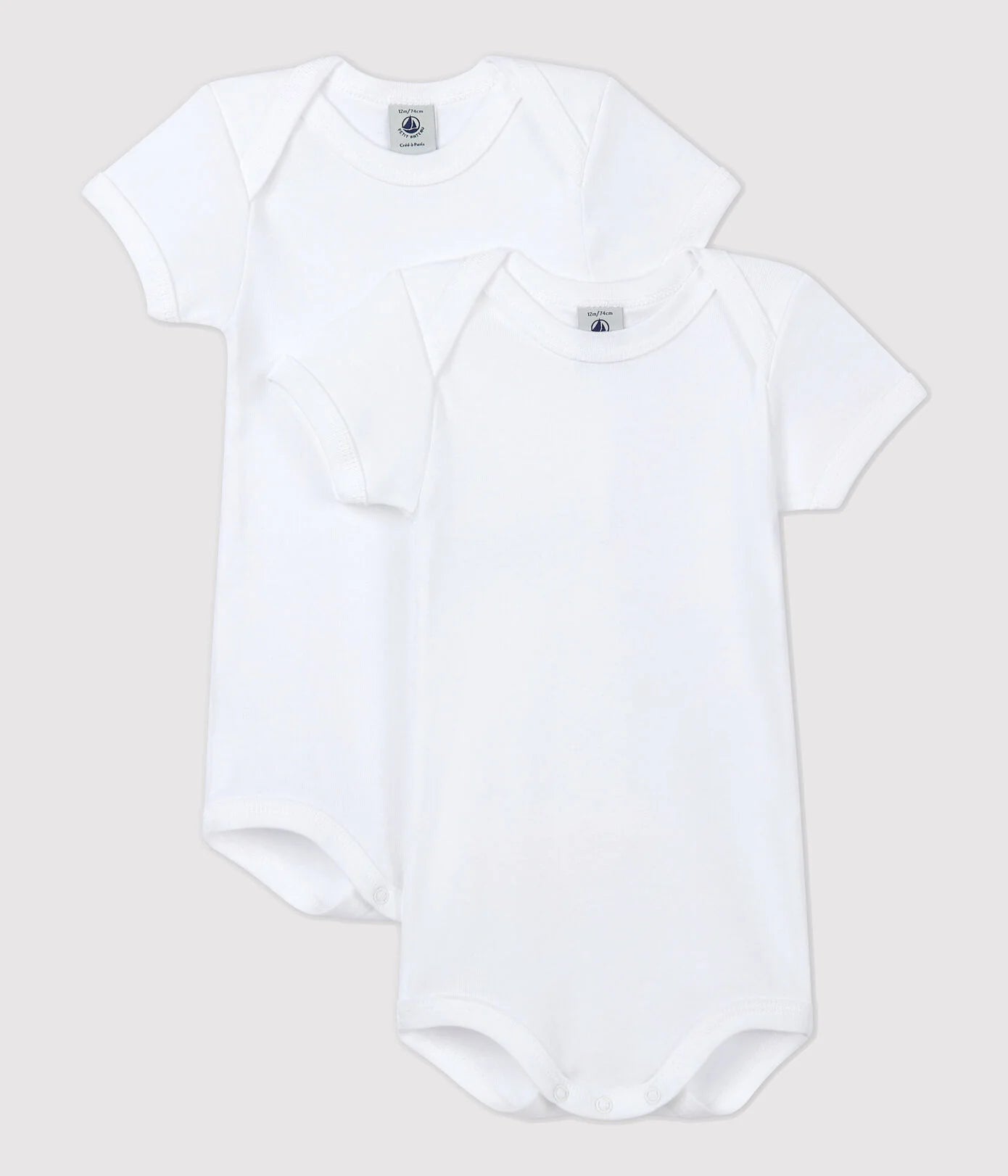 Petit Bateau - Set van 2 body's wit - korte mouw