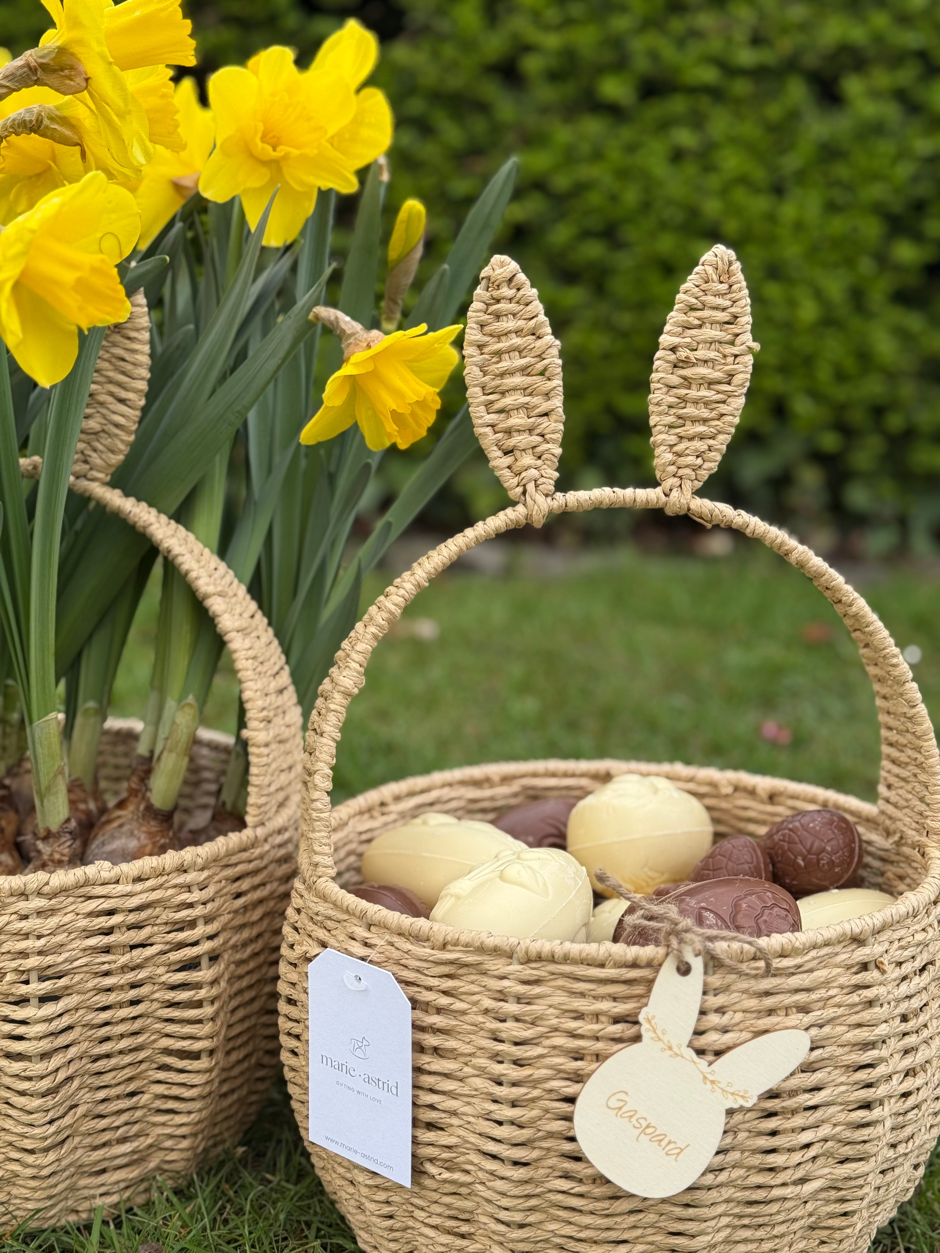 Paasmandje met oortjes wit/naturel