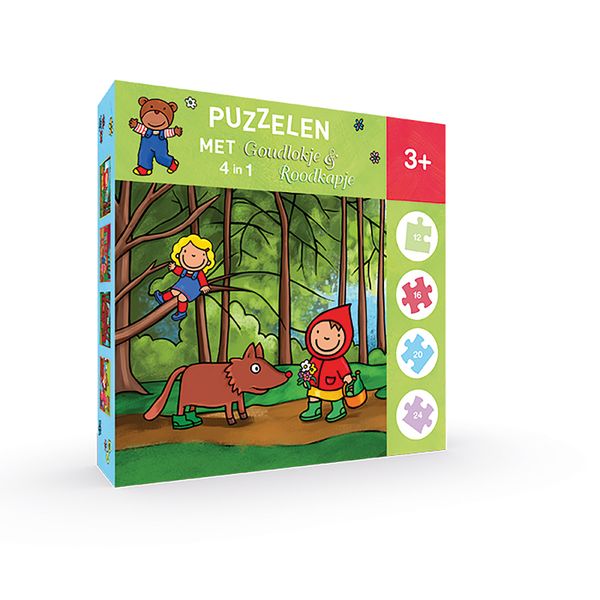 Puzzelen met Goudlokje en Roodkapje - 4-in-1-puzzel