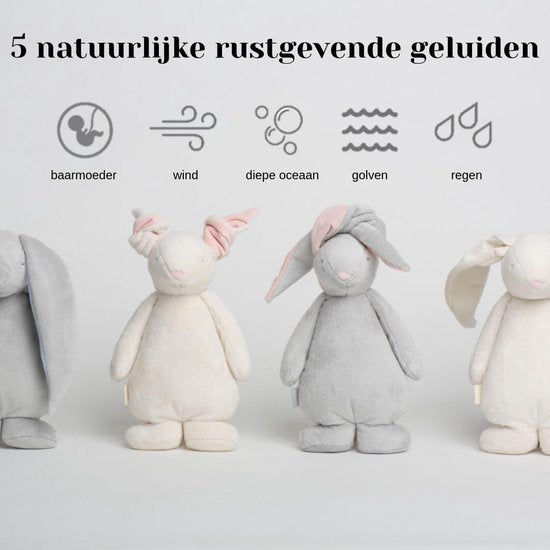 Moonie The Humming Friend Powder 2.0 - hartslag knuffel - konijn - roze oren