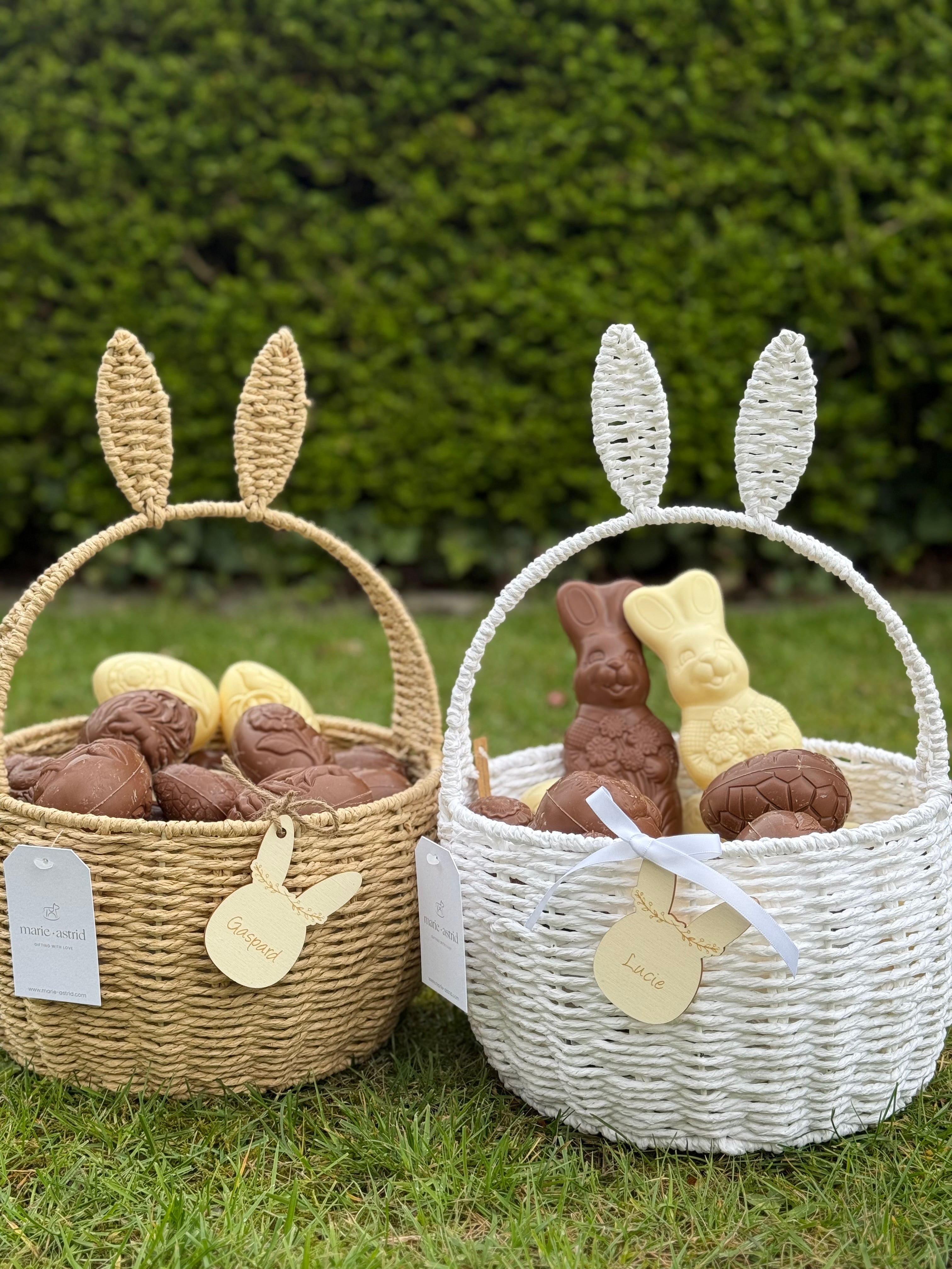 Paasmandje met oortjes wit/naturel