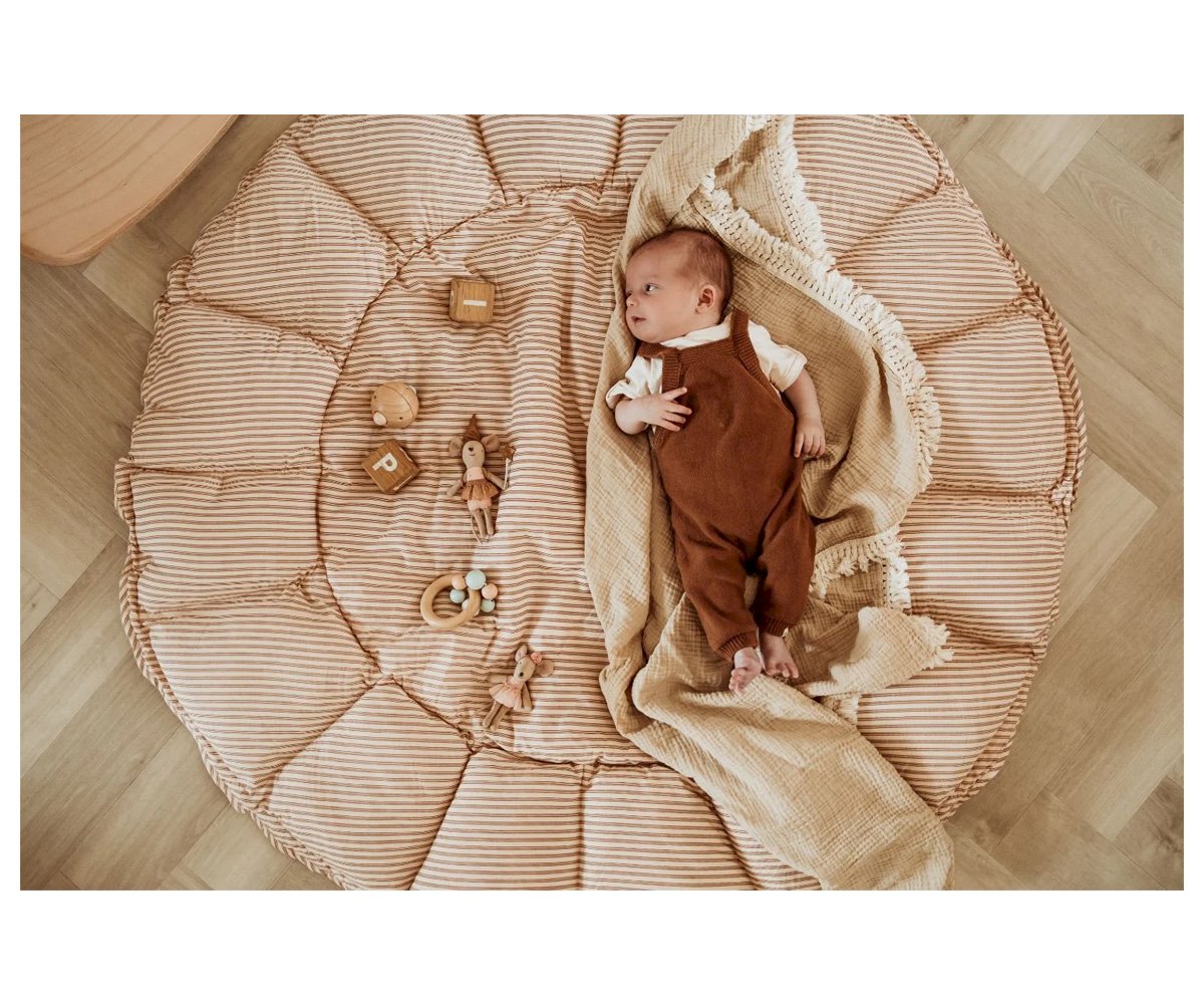 Play & Go Babymat Coco-Bloom Organic Cotton Stripes Brown 130 cm