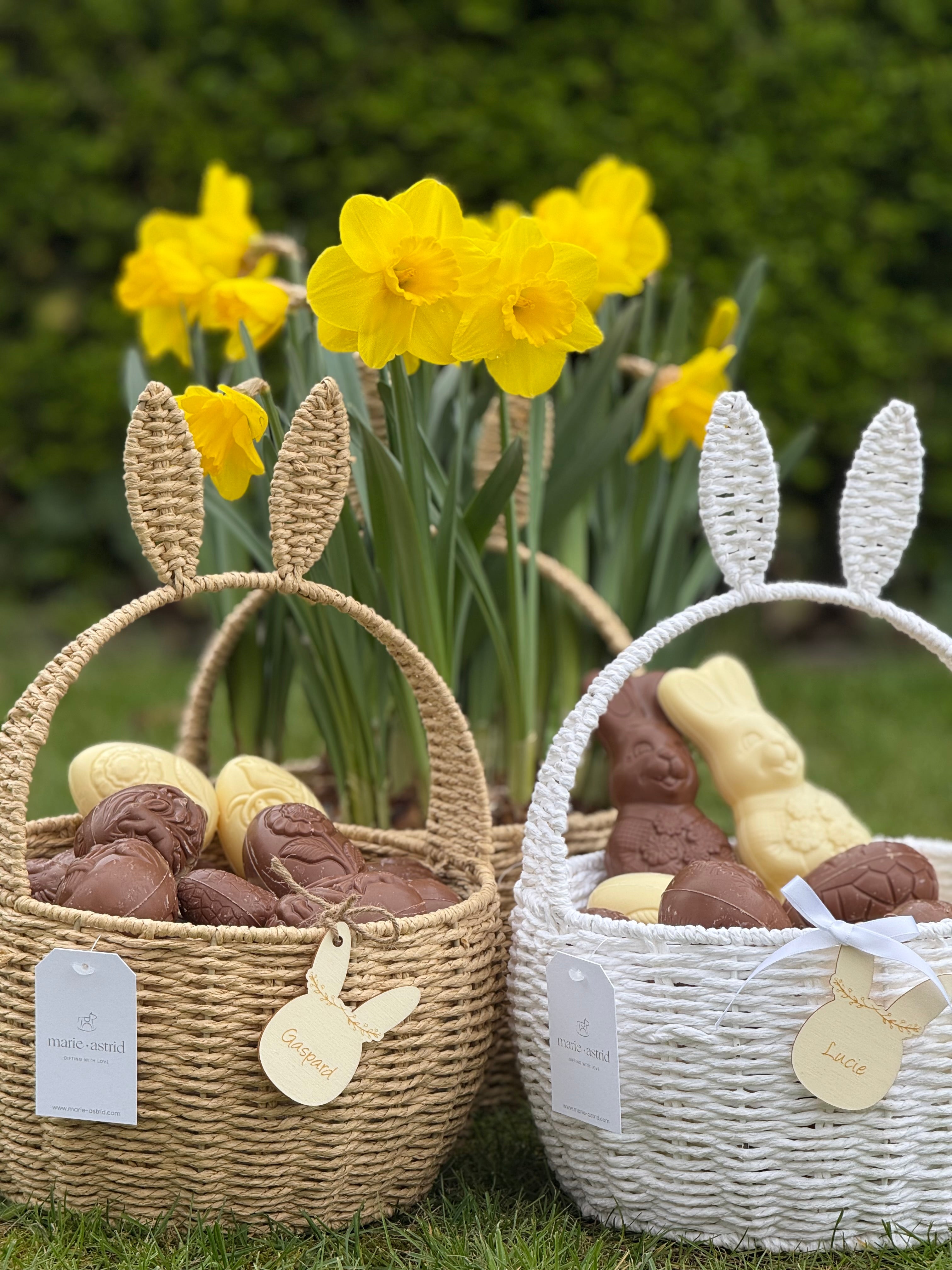 Paasmandje met oortjes wit/naturel