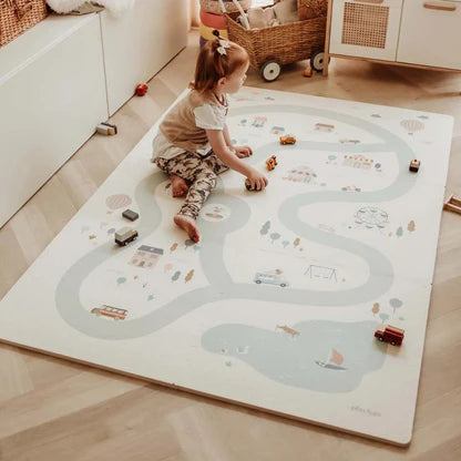 Play & Go Tiloo village puzzlemat, storage box, and mini house