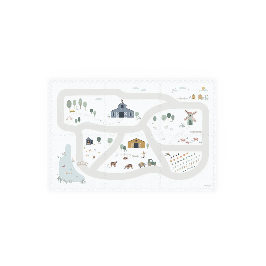 Play & Go Tiloo farm puzzlemat, storage box, and mini house