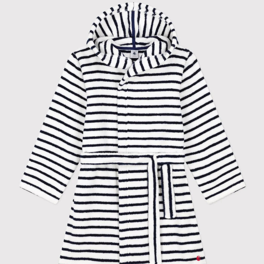 Badjas in badstof voor meisjes/jongens - gestreept - Petit Bateau