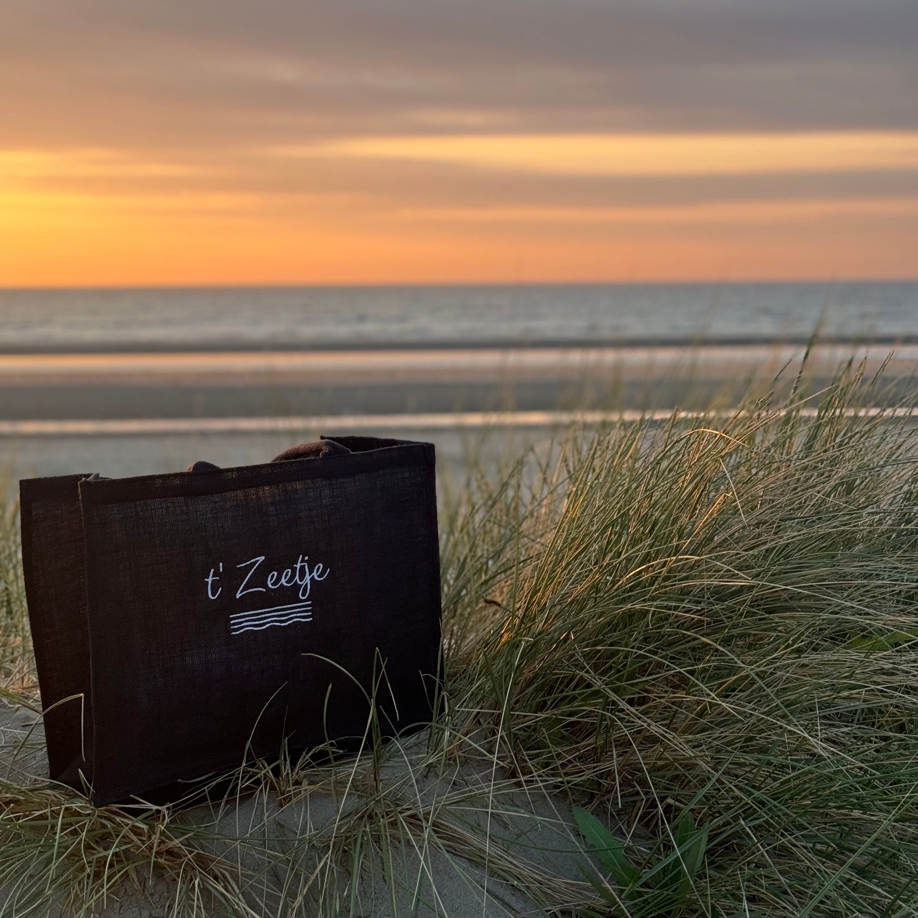 Jute tas - blauw/rood