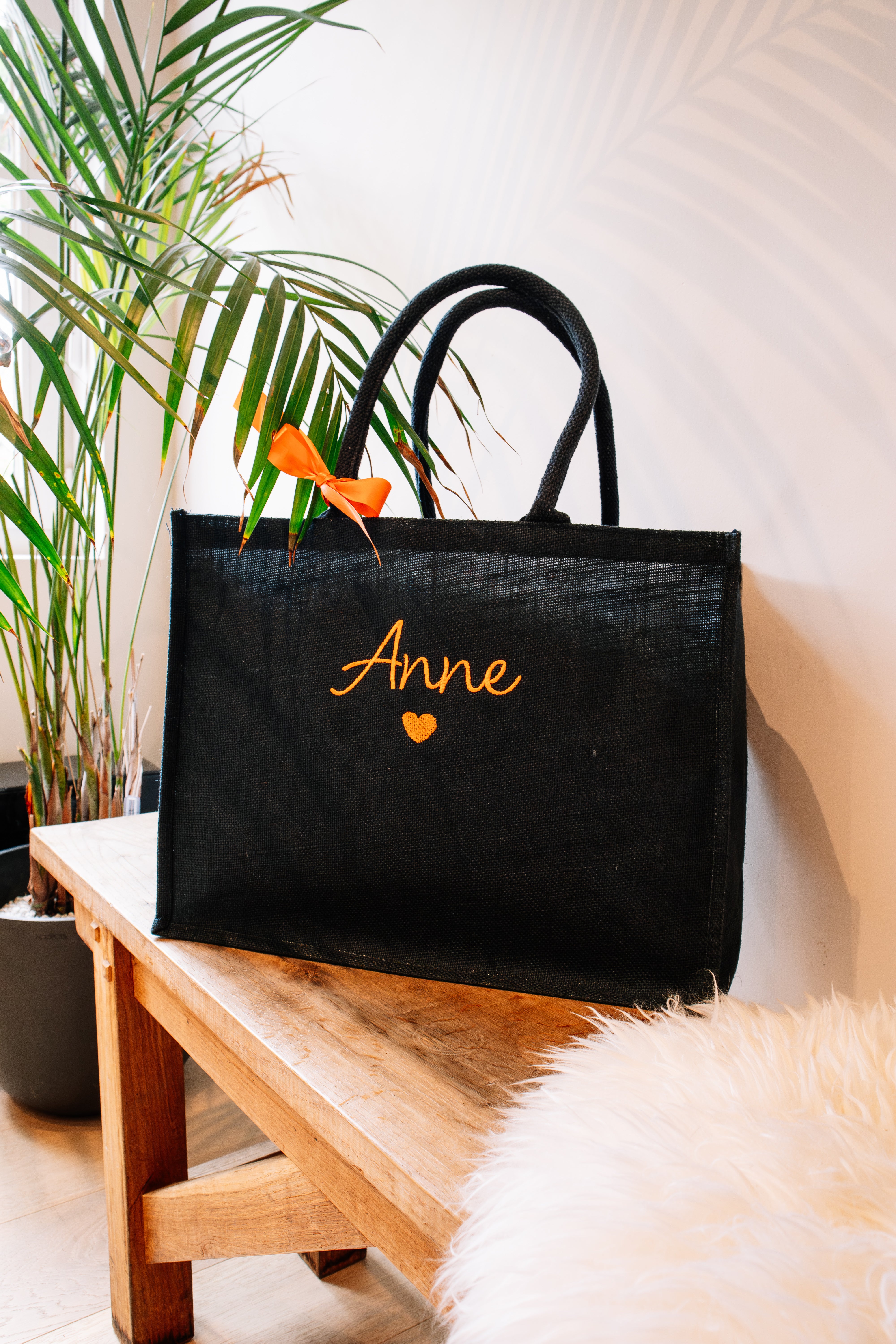 Jute tas - blauw/rood