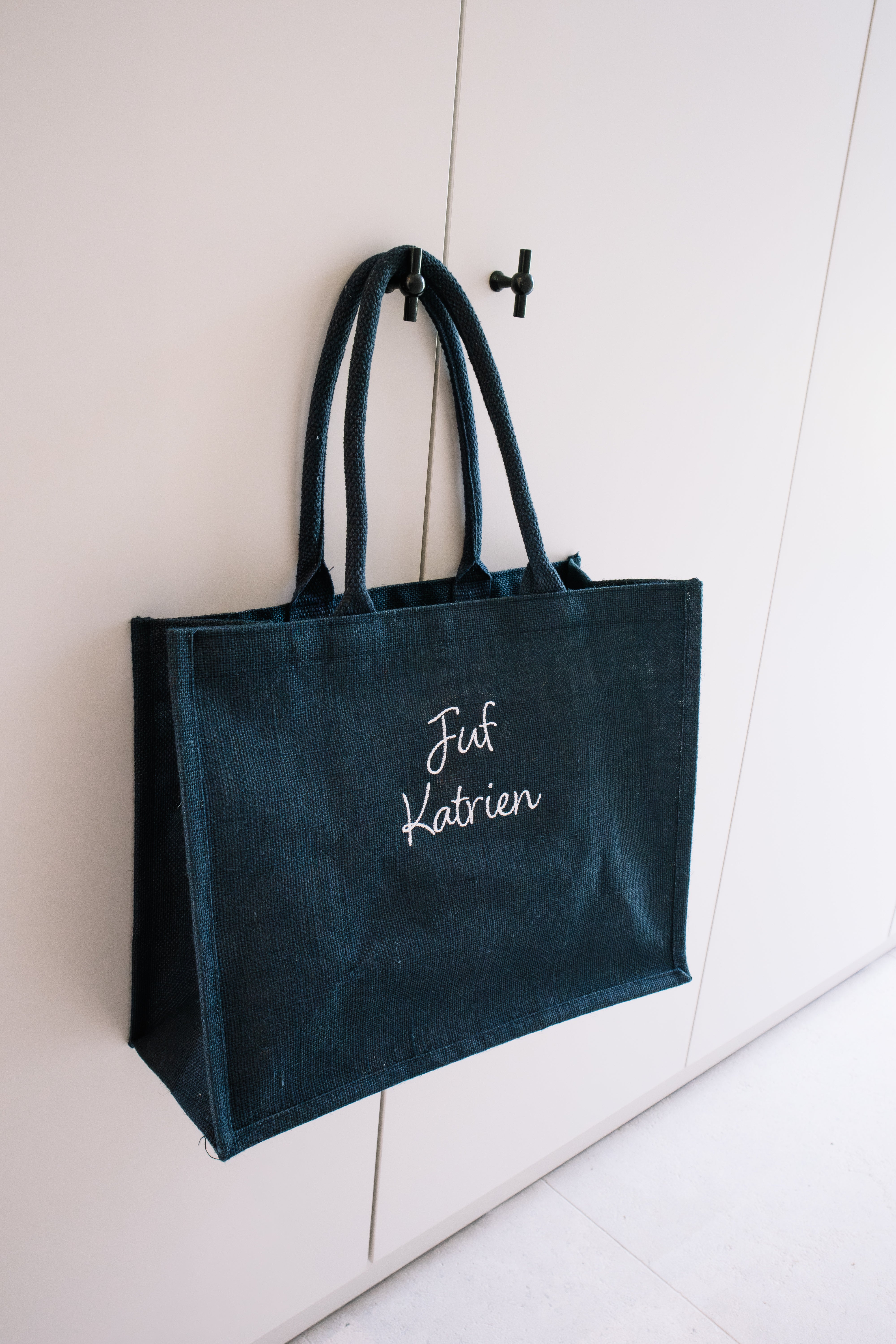 Jute tas - blauw/rood