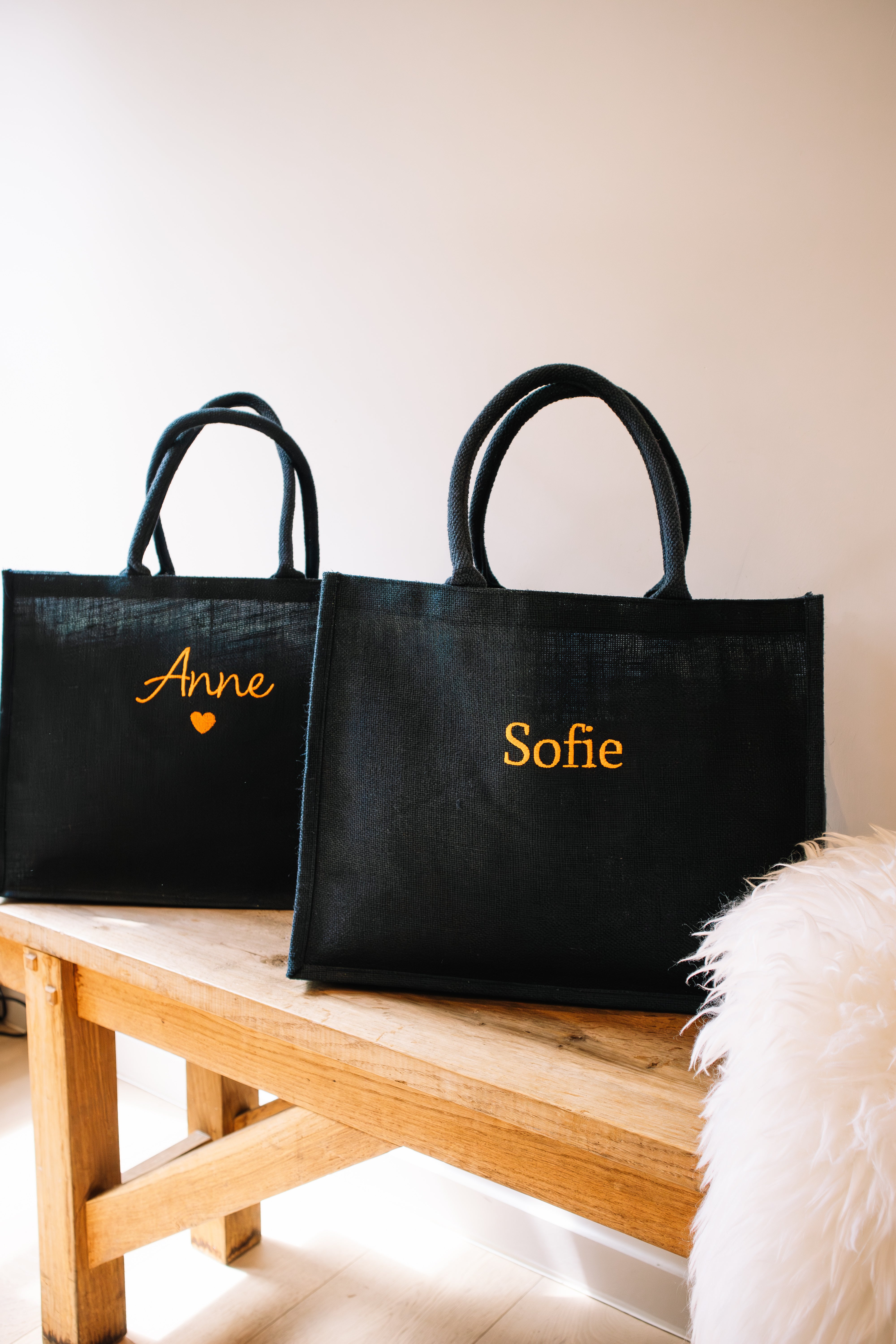 Jute tas - blauw/rood