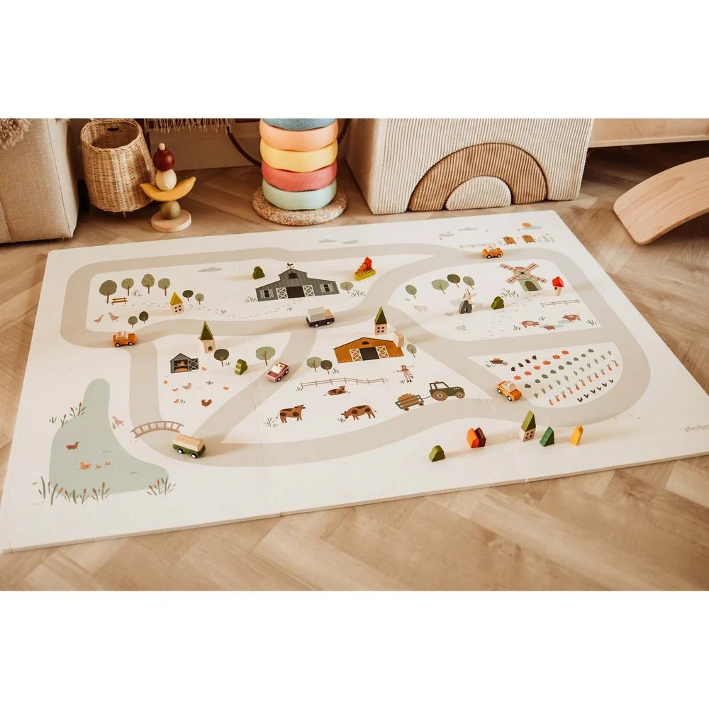 Play & Go Tiloo farm puzzlemat, storage box, and mini house
