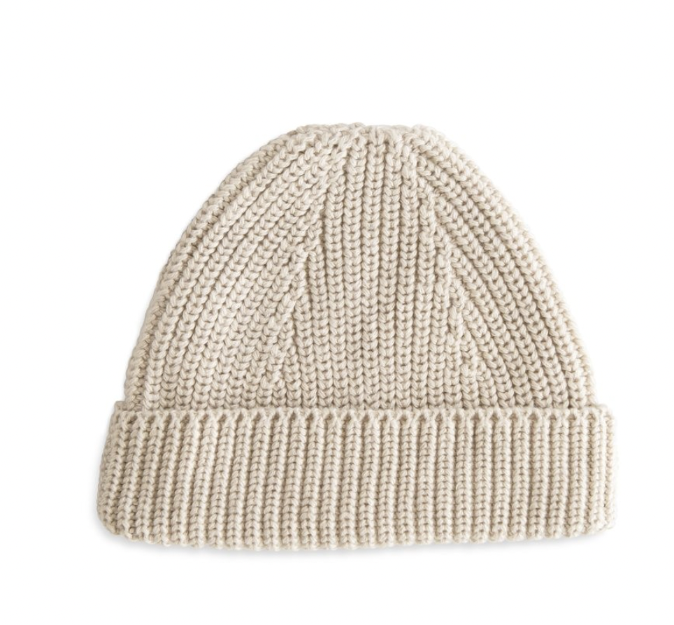 Mushie | Set Chunky Knit Beige mutsje 0-3 Maanden