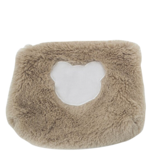 Toiletzakje Berenkopje Pluche Wit/Bruin - Assortiment Van 2