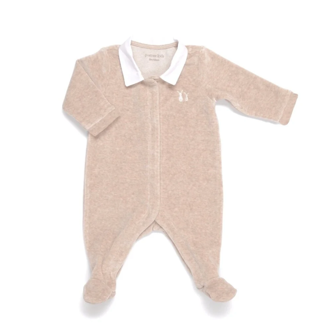 Velours baby pyjama camel met wit kraagje - Poetree Kids