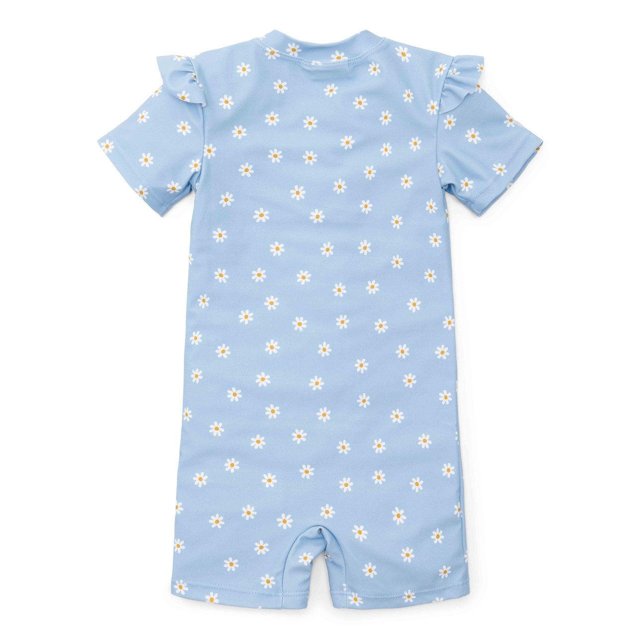 Zwempak korte mouw ruches Daisies Blue - maat 62/68 - Little Dutch