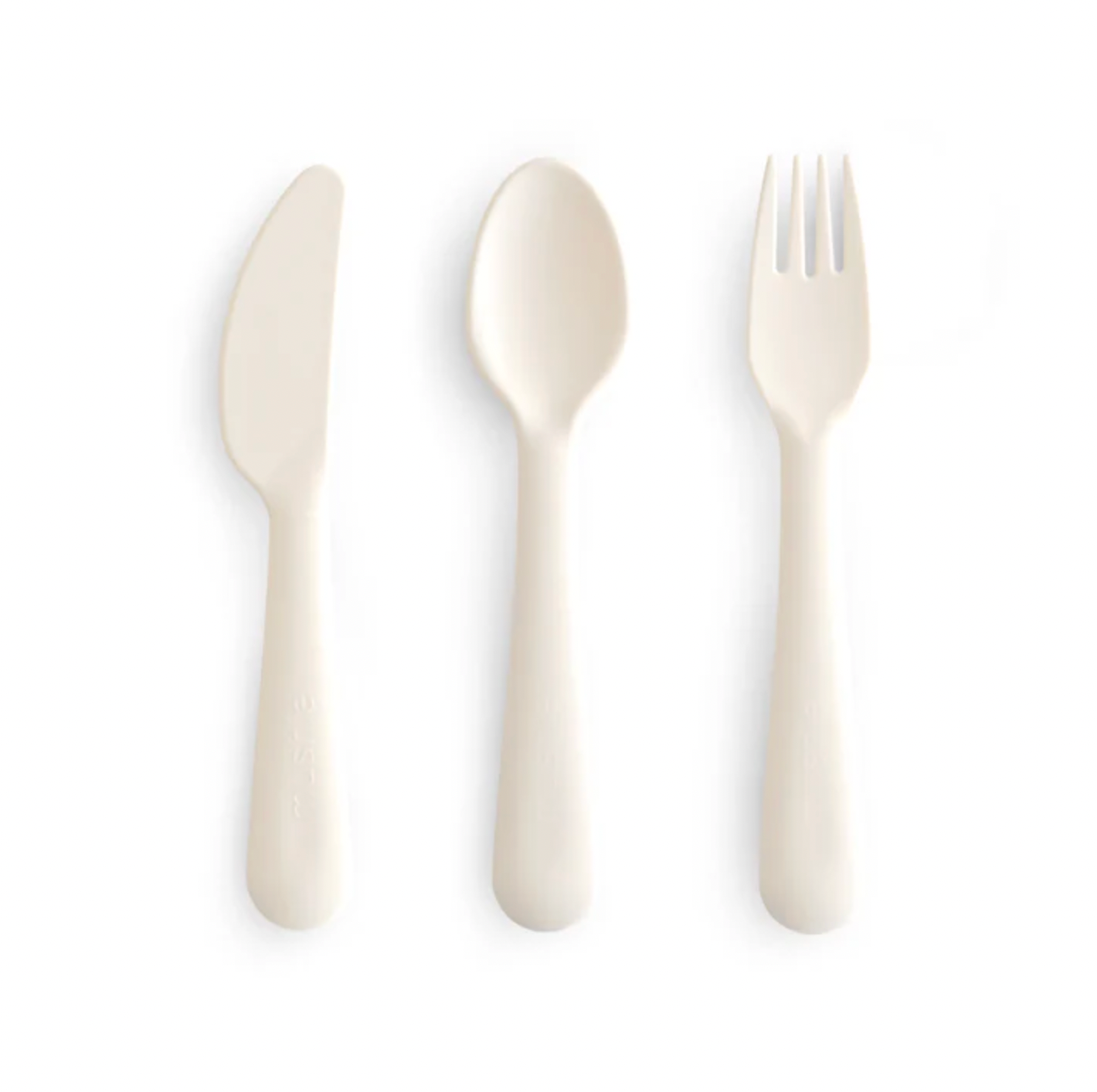 Kinderbestek Vork, Mes en Lepel - kleur Ivory - Mushie