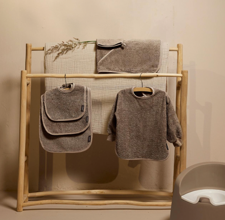 Slabbetje met mouwen - Badstof - Stone kleur - Quax