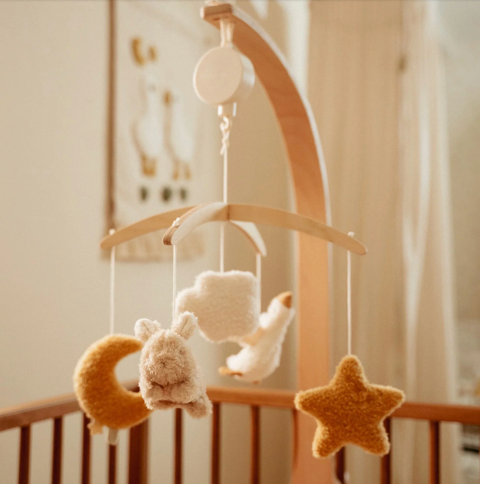 Houten muziekmobiel - Beige - Newborn Naturals - Little Dutch