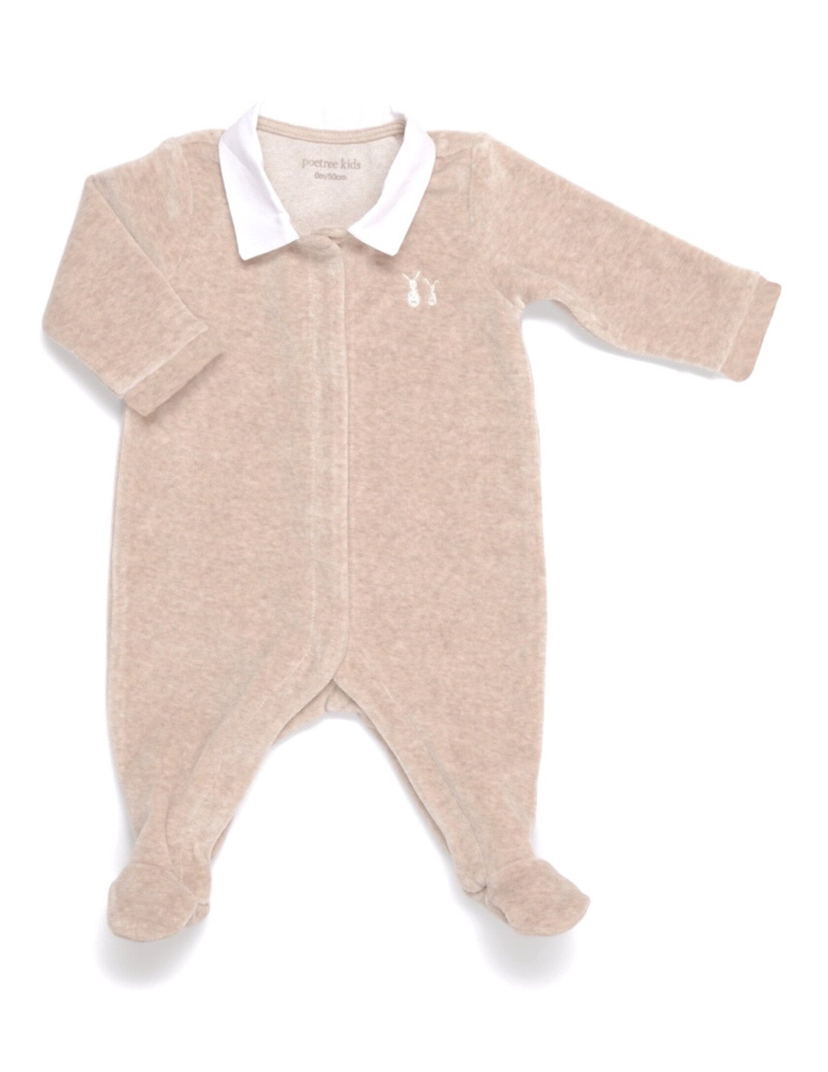 Babypakje Velours Camel met poplin kraagje - Poetree Kids