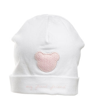 Babymutsje - roze beertje - maat 36 - First