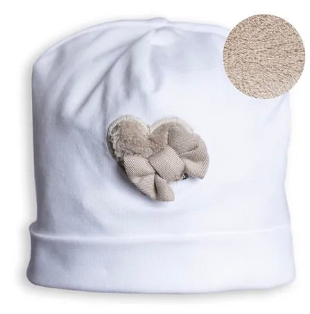 Babymutsje - hartje fur met strik - maat 36 - First