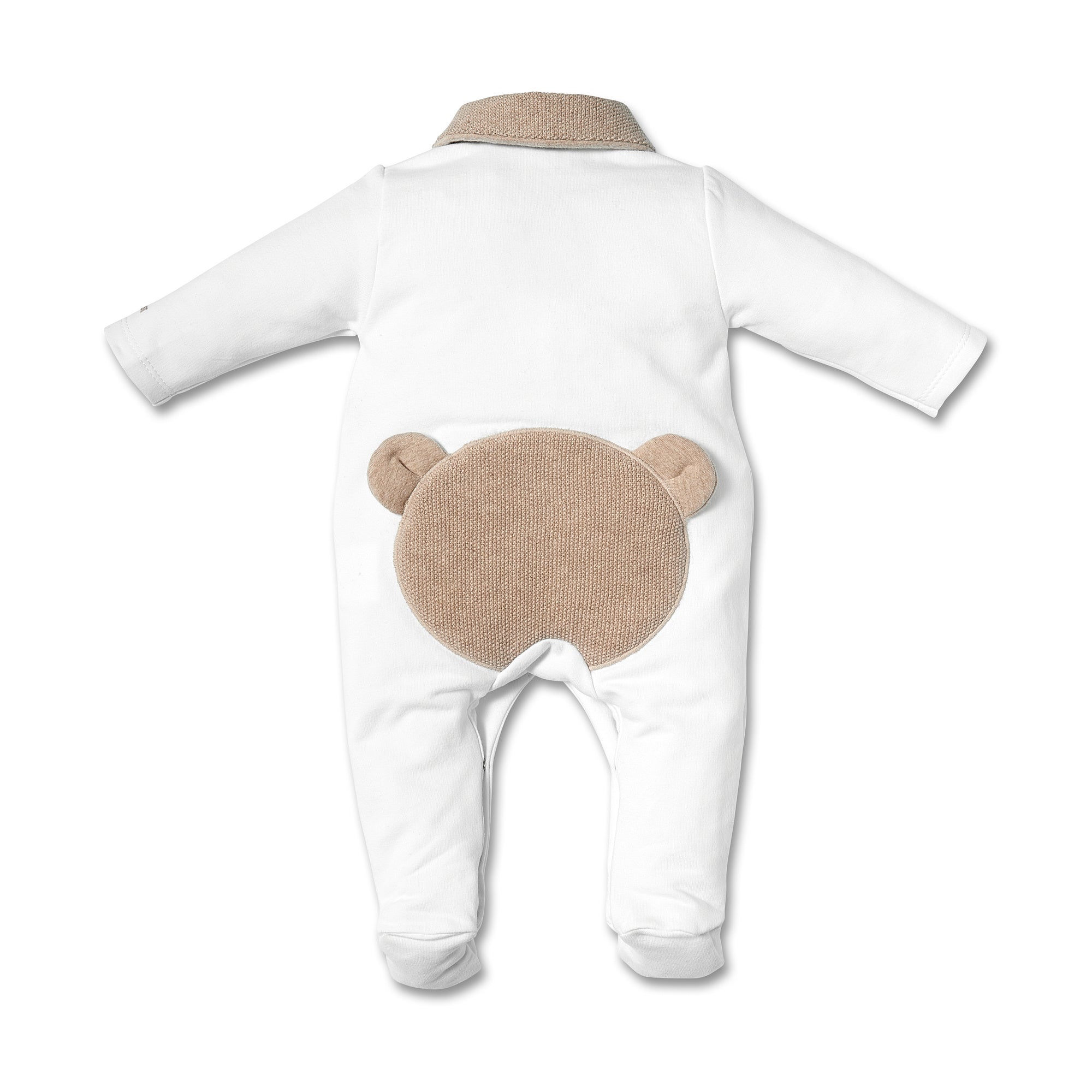Babypakje katoen met teddy - wit/beige - First