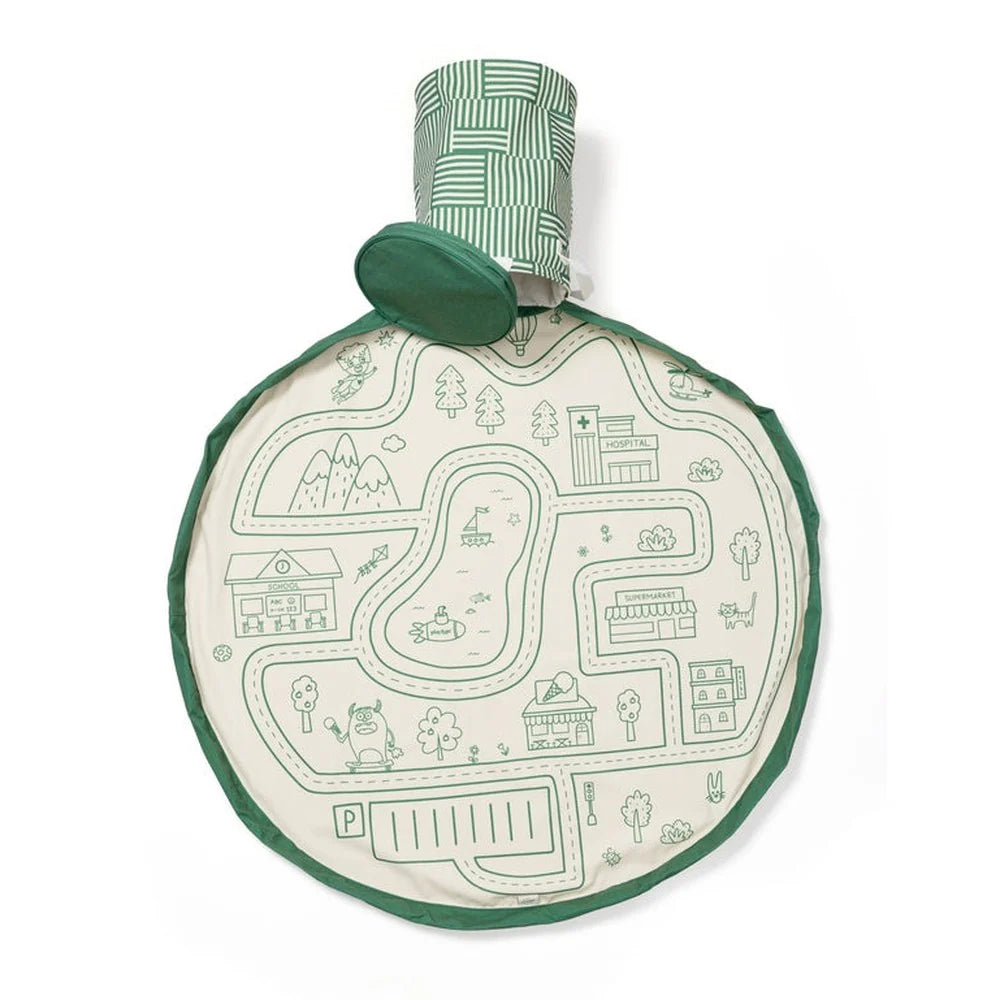 Play & Go Speelmat-Opbergzak Roadmap Green 140 cm