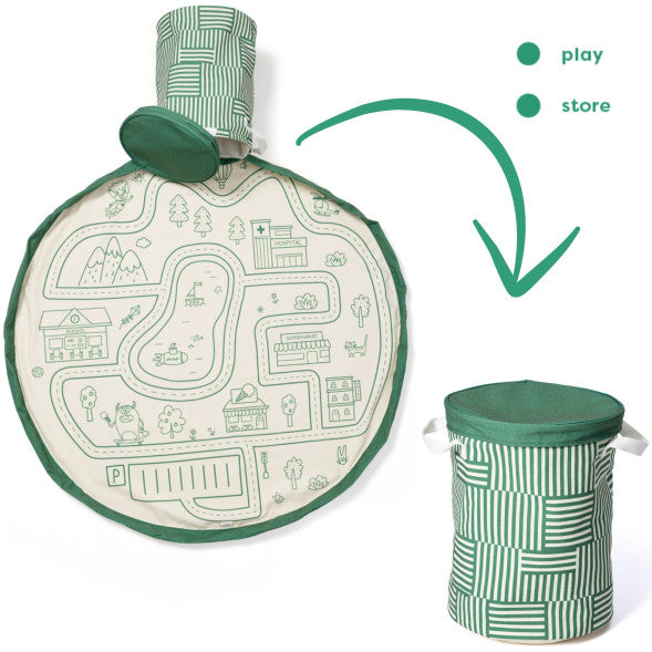 Play & Go Speelmat-Opbergzak Roadmap Green 140 cm