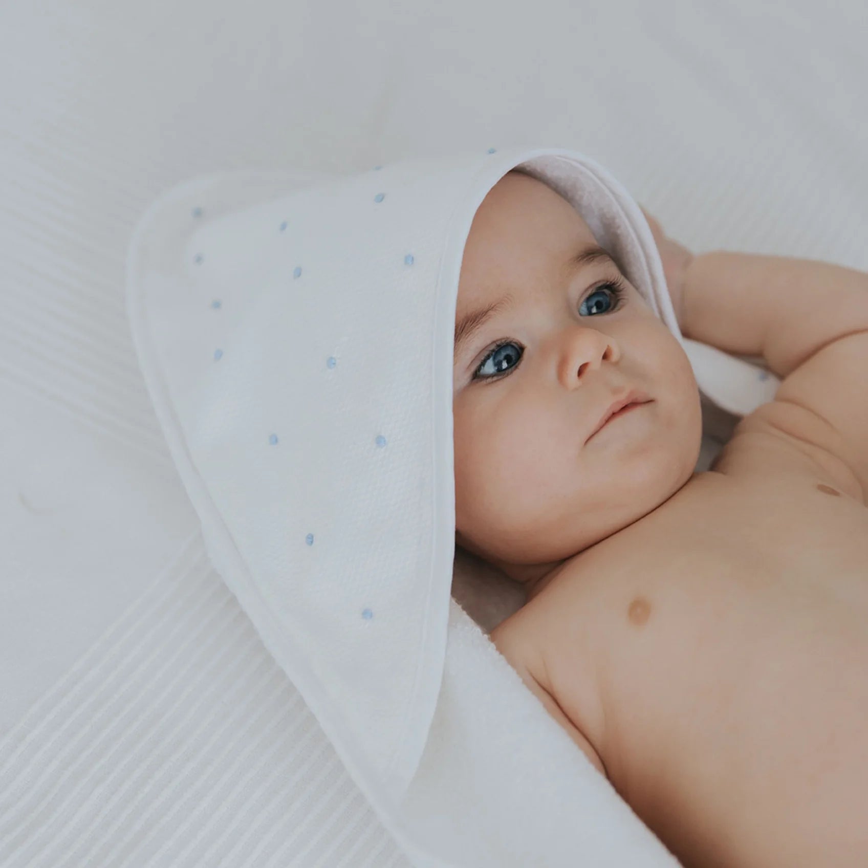 Badcape dots roze/blauw