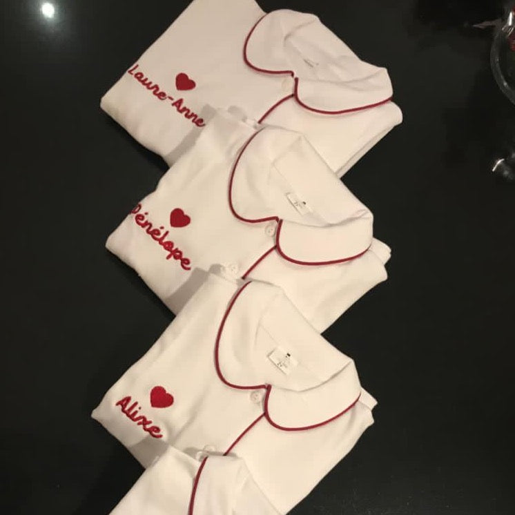 Tweedelige pyjama red/white 1Y & 6Y