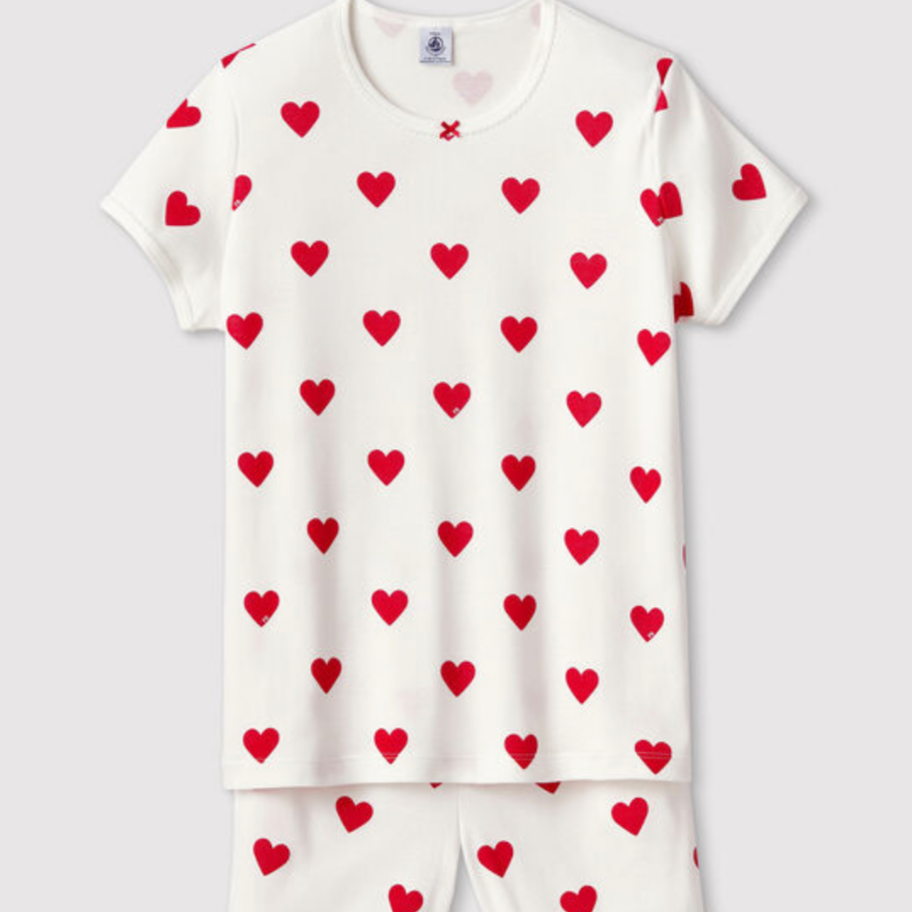 Petit Bateau - Korte meisjespyjama met hartjes - 4 jaar
