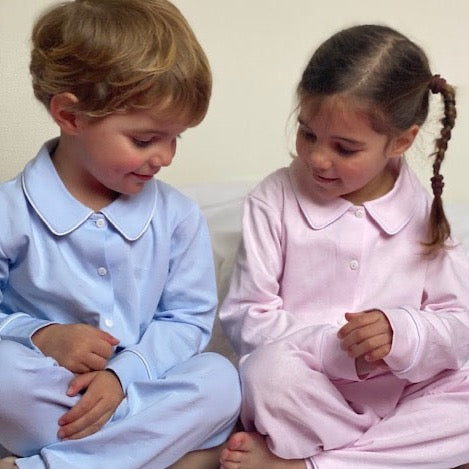 Tweedelige pyjama roze/blauw